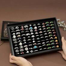 1 件 36/100 槽戒指盒，带透明盖的珠宝展示盒，耳环和配饰收纳纸盒，珠宝盒