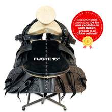 Montura Silla Charra para Caballo de Vaqueta Premium con Asiento Ortopédico-Cantinas-Arsiones Ajustables Equipada Con Carona y Cincho - Negro - Ver 2