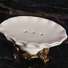 1 件陶瓷皂盒，豪华家居皂架，高端酒店餐厅带排水功能的皂盘，防滑皂盘，装饰性皂架，浴室配件，圣诞节/万圣节礼物 - 米色 - 查看 6