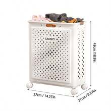 Minimalist White Foldable Laundry Hamper Waterproof Large Capacity Bathroom Storage OrganizerSilent Wheels, Smooth Rolling Casters | Soft Oatmeal Color