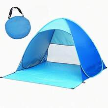Carpa de playa con bolsa de almacenamiento, toldo portátil para sombra adecuado para playa, camping, pesca, picnic, actividades familiares al aire libre, fácil de montar, resistente al agua y a los rayos UV