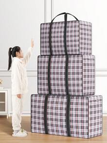 Extra Large Storage Bags, Tote Moving Luggage Bag, Large Capacity Waterproof Clothing Storage Bags For Travelling College Carrying, Dorm Room Essentials Moving Supplies, Grid Pattern Waterproof Handheld Ultra-Large Capacity Storage Bag For Bedding, Moving Box Thickened Waterproof Luggage Bag, Waterproof Grid Printed Storage Bag, Clothes, Moving And Packing, Back-To-School Essentials, Back To School Luggage Organizer For Students - Multicolor - View 7