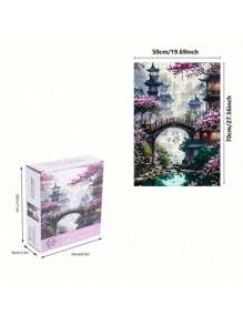 1 Box Architectural Landscape Pattern 1000pcs Jigsaw Puzzle, 50 * 70cm / 19.7 * 27.6 Inches, Puzzle Craft, Mosaic Decor Wall Art, Suitable For Beginners, Large Art Decoration, Suitable For Home, Living Room, Office Decor, Mother's Day, New Year, Easter Gift