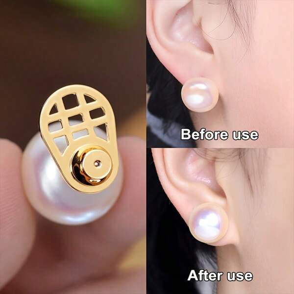 2Pcs/1Set Earring Backs For Droopy Ears - Durable Racket Design Lifter For Heavy Duty Earrings, Stud Back Replacement, Copper Gold Plated, Earring Lifter | Racket Design Backs | Copper Base, Heavy Duty Earring Lifter