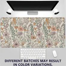 Tapete de mesa com estampa floral, design estético, mousepad, acessórios para mesa de escritório com borda costurada, mousepad XL antiderrapante, base de borracha, teclado, 35,4 x 15,7 polegadas, tapete de mesa para e-sports para escritório e casa. (Lotes diferentes podem resultar em variações de cor.)