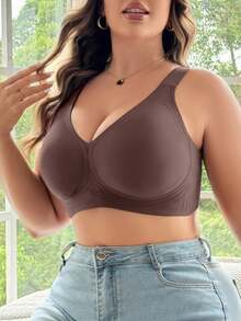 3件套加大码女士舒适多色休闲无缝运动瑜伽睡眠薄款文胸，无钢圈软杯纯色文胸内衣 - 彩色 - 查看 5