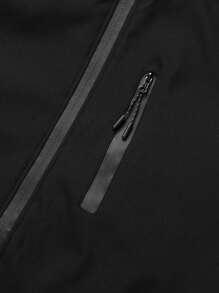 秋冬季保暖内衬户外休闲运动多口袋连帽夹克，男士款，轻便拉链保暖外套，适合徒步、钓鱼、跑步、休闲户外活动，是送给男友、丈夫、父亲的绝佳礼物，抓绒材质。 - 黑色 - 查看 7