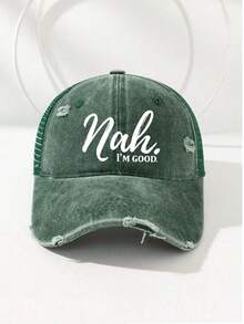 1 件男女通用字母印花做旧棒球帽、太阳帽、卡车司机帽、沙滩帽，适合休闲穿着，户外活动，如旅行、骑自行车、徒步旅行、钓鱼、海滩度假 - 彩色 - 查看 5