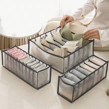 Gray Foldable Mesh Lingerie Storage Box, Compartment Design, Portable Travel Bra Organizer Suitable For Wedding, Holiday Gifts, Seasonal Storage