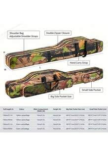便携式三层鱼竿包耐用牛津折叠鱼竿卷轴便携包渔具收纳包防水迷彩旅行钓鱼包 - 彩色 - 查看 7