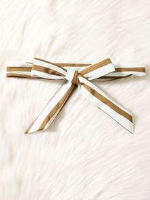 2pcs/Set Girls' Spring/Autumn New Jumpsuit Set, Girls' Brown Lapel Long Sleeve Shirt + Sleeveless Striped Jumpsuit Pants, Teenage Simple Comfortable Skin-Friendly Casual Outfit, Girls' Fashion Resort Entertainment Leisure Childrenswear - 棕色 - 查看 3