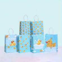 6/12/24pcs Duck Paper Bags With Handles, Rubber Duck Gift Bags, Party Favor Boxes, Birthday Supplies, Blue - Multicolor - View 3