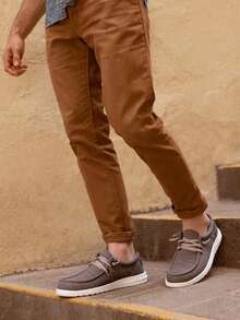 Men's Machine-Washable Lace Up Loafers Casual Slip-On Shoes Lightweight Comfortable Soft Sole WalkingTraveling, Beach, Gifts For Men Shoes Loafers Stretch - 棕色 - 查看 1