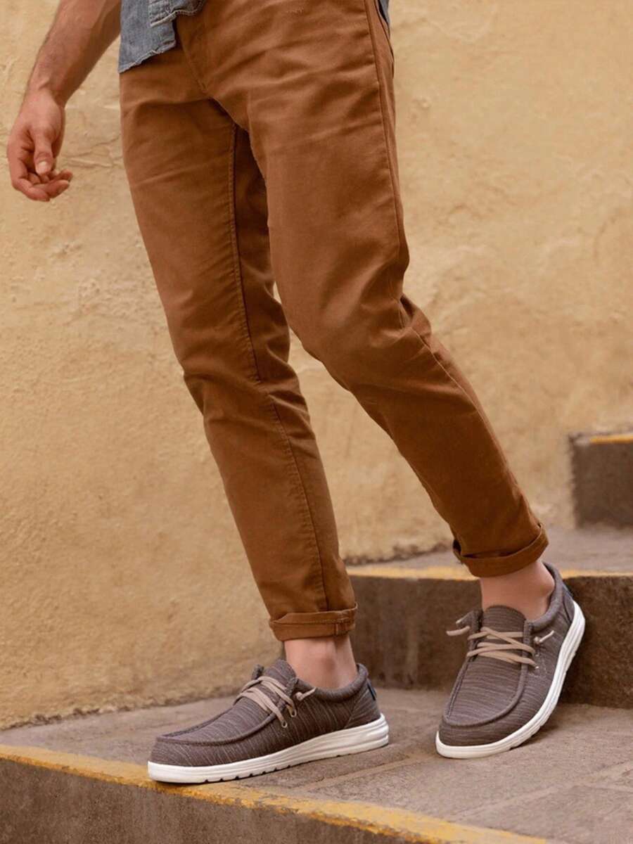 Men's Machine-Washable Lace Up Loafers Casual Slip-On Shoes Lightweight Comfortable Soft Sole WalkingTraveling, Beach, Gifts For Men Shoes Loafers Stretch - 棕色 - 查看 1