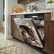 1pc Wine 2D Flat Magnetic Dishwasher Door Sticker - Waterproof, Easy To Clean, Reusable, Fits Dishwashers, Refrigerators, Washing Machines, Dryers, No Adhesive Needed, Kitchen Decor Accessory, Suitable For Most Dishwashers