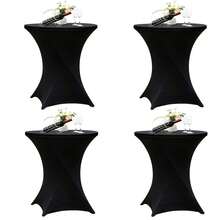 Spandex Stretch Highboy Round Tablecloth 4-Pack 32"X43" White – Cocktail Table Cover, Waterproof & Washable, Perfect For Weddings, Parties, Banquets, Events - màu đen - Xem 1