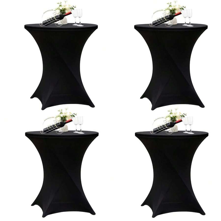 Spandex Stretch Highboy Round Tablecloth 4-Pack 32"X43" White – Cocktail Table Cover, Waterproof & Washable, Perfect For Weddings, Parties, Banquets, Events - màu đen - Xem 1
