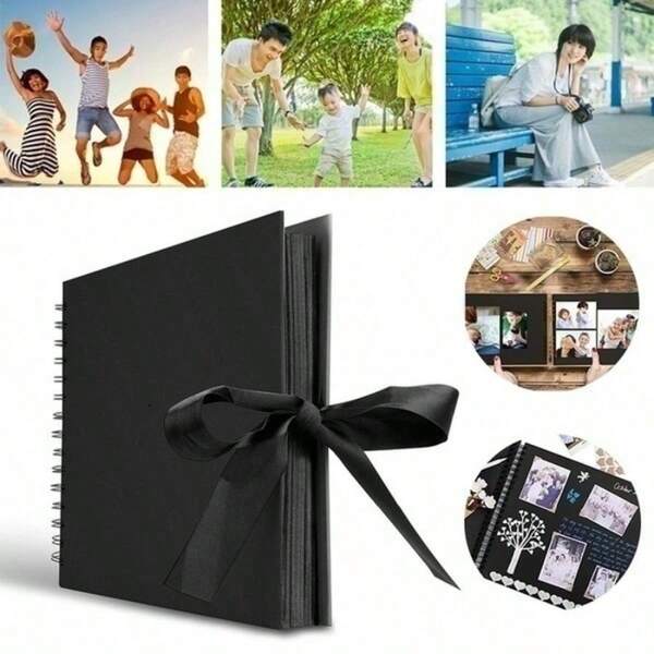 Sammelalbum Set schwarz Foto Sammelalbum DIY Erinnerungsbuch A5 Größe Reise Sammelalbum 60 Seiten Sammelalbum Fotoalbum 215 * 150mm für Familie, Hochzeit, Baby Geschenk