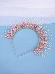 1pc Crystal Purple Headband Princess Birthday Crown, Dark Formal Dress Gothic Headpiece, Bridal Rhinestone Wedding Hair Accessory, Holiday Party Jewelry Valentine's Day Accessories - 淡紫色 - 查看 2