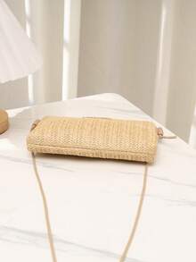 Nueva bolsa de verano/primavera tipo bandolera de tejido, bolso pequeño versátil de hombro, bolso cuadrado encantador, al por mayor - Caqui - Ver 4