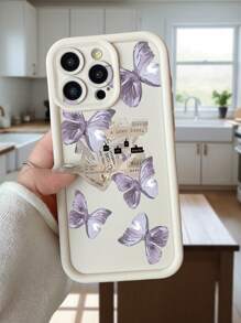 1 件厚薰衣草蝴蝶报纸印花穿孔设计相机保护防摔手机壳适用于 11 Pro Max/12 Pro Max/13 Pro Max/14 Pro Max/15 Pro Max/16 Plus/16 Pro Max、16E、Galaxy A55/A15/S24 Ultra、Redmi、OPPO/Realme、VIVO、Infinix、Honor、MOTO、OnePlus - 白色 - 查看 1