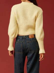 Women's Crew Neck Solid Color Button-Up Cardigan Sweater, Long Sleeve Fall Winter Knit Open Front Cozy Tops