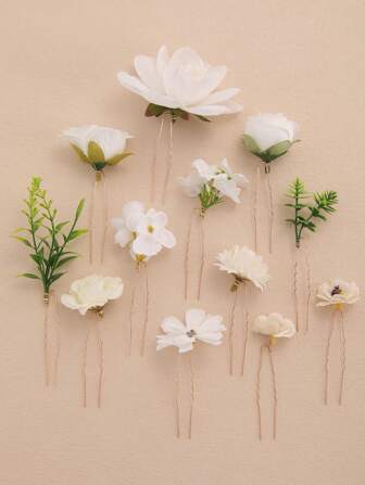 Juego de 12 piezas de elegantes y minimalistas accesorios y pasadores para el cabello de novia, aptos para fiestas y bodas