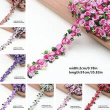 0.91m Floral Lace Trim Ribbon, Yellow & White Daisy Embroidered Polyester Fabric, Suitable For Wedding Decoration, Party Decoration And DIY Crafts | Elegant Design | Decorative Ribbon, Bouquet Ribbon - Multicolor - View 12