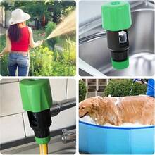 2 件套水龙头软管连接器适配器 - 防漏塑料水龙头至花园软管适配器，带绿色人体工学手柄，美标/欧标螺纹，适用于厨房浴室户外浇水、沙滩必需品、沙滩配件、泳池浮球