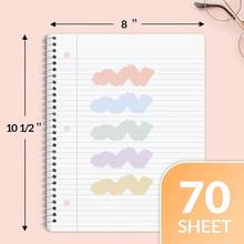 Spiral Notebooks, 12 Pack, 1-Subject, College Ruled Paper, 8" X 10-1/2", 70 Sheets Per Notebook, Assorted Pastel Colors Spiral Notebooks For School,8710170 - Multicolor - View 2