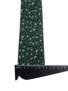 ZLQ&GOU 1pc Green Floral Jacquard Silk Tie For Men, 7.5cm Classic Patterned Wedding Holiday Accessory, Casual Wear And Holiday Gift Tie - Green - View 3