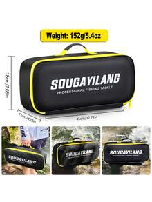 SOUGAYILANG 1pc Fishing Bag 44CM Large Capacity Fishing Tackle Rod Bag Material Upgrade With Five Layers Of Thickening Storage Bag - Black - View 3