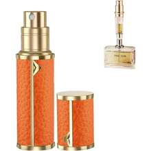 5ml Golden Refillable Perfume Atomizer - Portable Travel Spray Bottle With Leather Case, Mini Cologne Dispenser For Women & Men, Leakproof Essential Oil Bottle For Purse, Gym Bag & Travel
