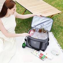 1pc Elegant Portable Multifunctional Camping Picnic Bag, Large Capacity, Suitable For Outdoor Picnics, Waterproof Storage Bag, Essential For Spring Outings, Large Capacity Camping Picnic Bag, Outdoor Utensil Storage Bag, Can Be Handheld Or Backpack, Multi-Layer Compartment Design - Beige Large - View 6
