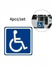 4pcs/Set Handicap Signs Stickers Decal Symbol - Disable Wheelchair Sign, Disability Sticker, Premium Self-Adhesive Vinyl, Laminated, Indoor & Outdoor - Blue - View 3