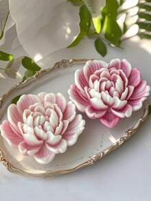 3-Cavity Heart-Shaped Rose Silicone Mold For 3D Flower Plaster & Aromatherapy Candles - Reusable Craft Mold With Intricate Petal Details, DIY Home Decor Ornaments, Air Dry Or Bake Up To 350°F - White - View 1