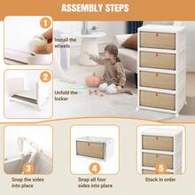 Royalswill 4 Layers Stackable Storage Box, Plastic Storage Box With Lid And Wheels Easy To Use Space Saving, Suitable For Clothes, Bathroom, Bedroom, Living Room, Study Room - 4 Layers - White - View 4