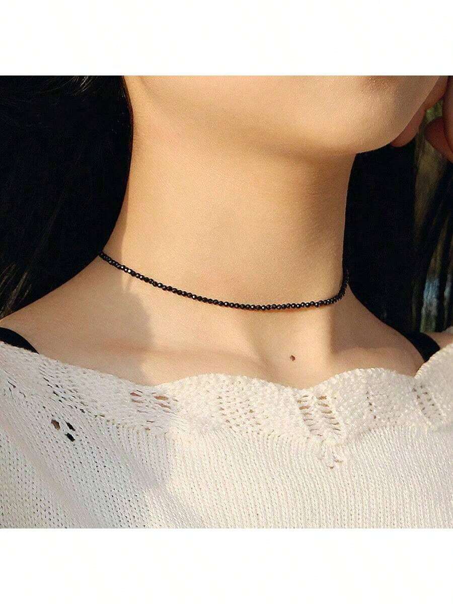 2025 New Black Crystal Beaded Necklace, Women's Bohemian Choker