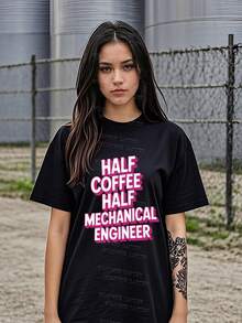 Blusas de mujer 100% algodón, camisetas para mujer, regalos para el día de la madre para tallas S-2XL, regalos de cumpleaños para mujer, camiseta con estampado en la espalda de ingeniero mecánico, regalos, camisetas, camisetas, unisex, divertidas - Negro - Ver 1