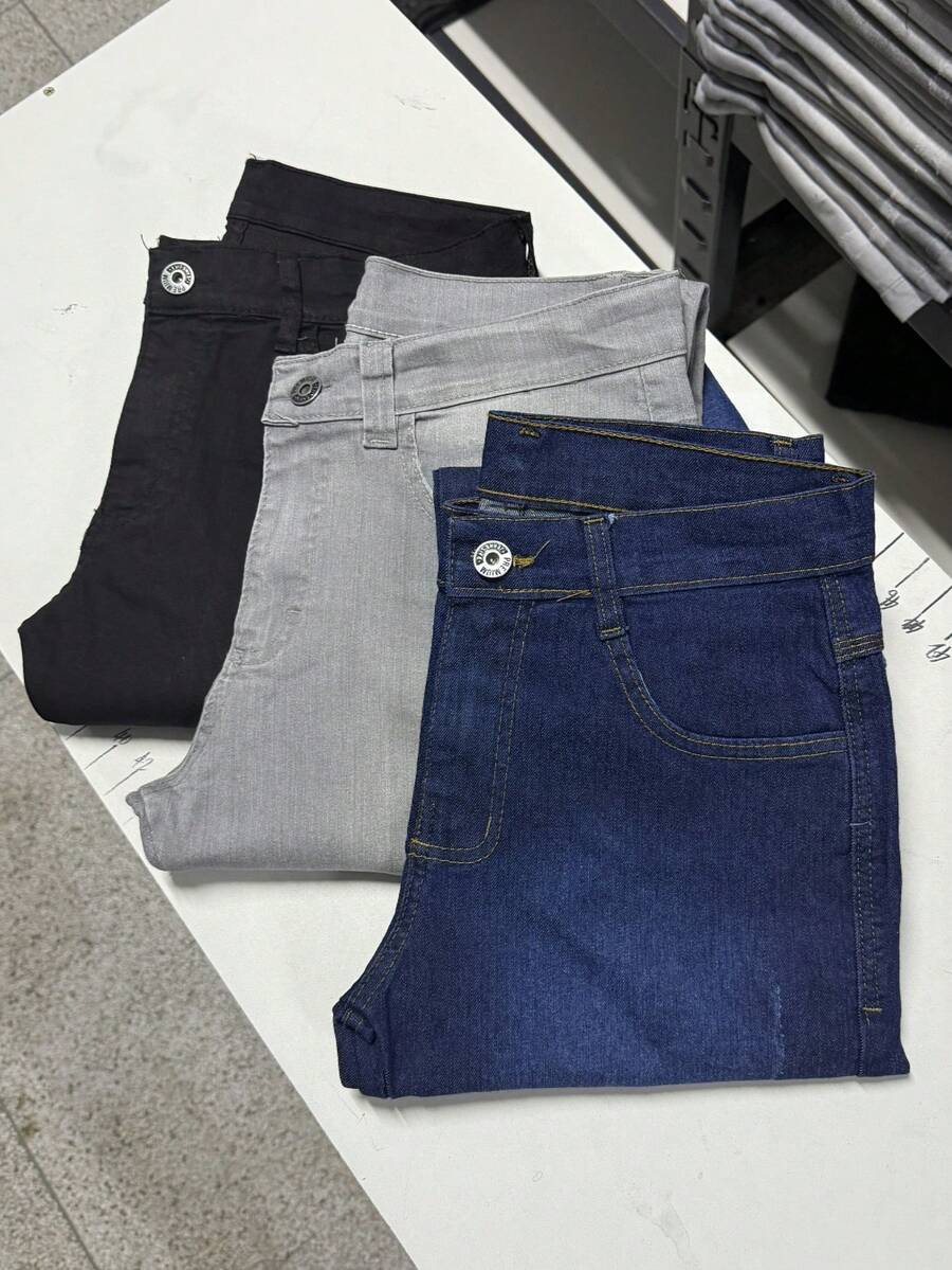 KIT 3 MEN'S Jeans For Work, Elastane, Various Washes - Black/Green - View 1