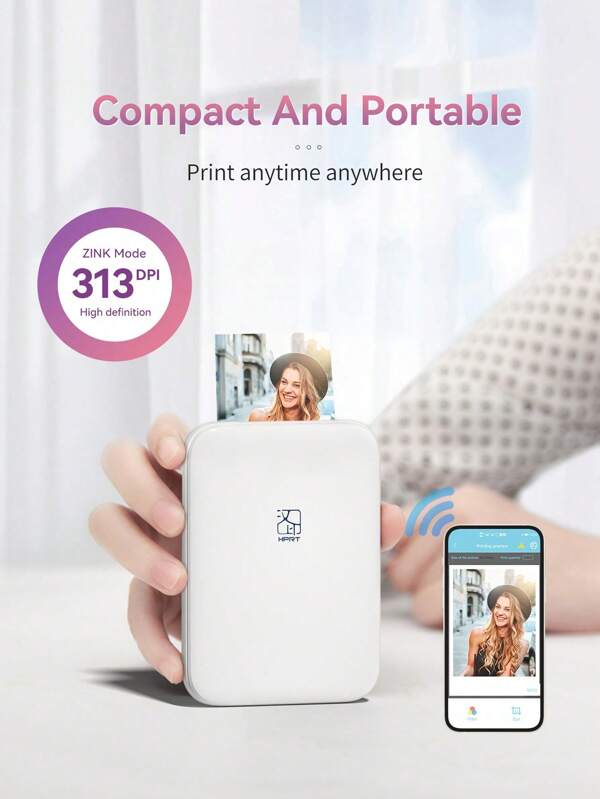 HPRT HPRT MT53 Pocket-Sized HD Photo Printer-Instant Wireless Printing-ZINK Technology-Perfect For IOS/Android, Vivid Color Reproduction, Travel-Friendly Design