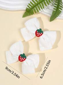 2pcs Strawberry Hair Bows For Girls Red Strawberry Embroider Fabric Bow Alligator Clips White Flower Embroidered Bow Hair Clips Cute Strawberry Fruit Bow Hair Clips Vacation Birthday Holiday Gifts Bow Barrettes Teens Hair Accessories