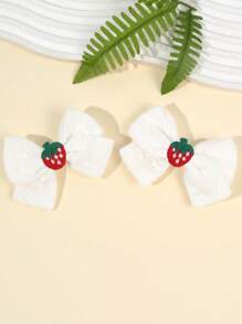 2pcs Strawberry Hair Bows For Girls Red Strawberry Embroider Fabric Bow Alligator Clips White Flower Embroidered Bow Hair Clips Cute Strawberry Fruit Bow Hair Clips Vacation Birthday Holiday Gifts Bow Barrettes Teens Hair Accessories