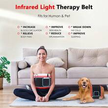 Red Light Infrared Light Belt For Body - LED Red Light Device With Timer For Relaxing Muscle Back Waist Shoulder - 660nm & 850nm 10HZ & 40HZ Pulse Grey - 黑色 - 查看 4