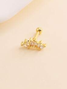 1pc Cubic Zirconia Stud Earring - Yellow Gold - View 7