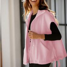 Women's Fuzzy Fleece Vest Oversized Casual Sleeveless Fuzzy Sherpa Jacket Winter Warm Button Down Gilet Outerwear With Pockets Puffer Vest For Women  Plain    Casual    Fuzzy  Pocket  Zipper    Daily - 粉色 - 查看 6