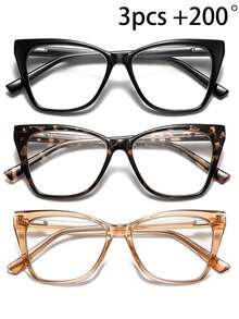 Oversized Reading Glasses Women Cat Eye Style Blue Light Computer Reader Designer Fashion Spring Hinge Eyewear PT2005 - 透明 - 查看 9