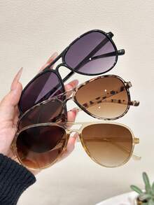 3pcs Women Aviator Frame Personalized Delicate Ins Chic Street Style Simple Women Fashion Glasses Combination For Street-Photography, Outdoor Casual Activities, Weekend Outfit, Driving, Fishing Decoration - 混色 - 查看 11