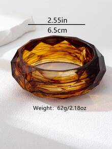 1 套树脂粗手镯，紫红色叠层粗手镯套装，适合女性，粗体珠宝，适合送给女性、母亲、妻子的礼物 - 誇張美拉德款式 - 查看 7