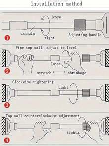 1 件可调节不锈钢窗帘杆，可伸缩浴室毛巾杆、衣架、窗帘杆、衣柜挂架、可伸缩浴帘杆、阳台杆 - 无需钻孔，适用于窗帘、门和卧室，可用于收纳整理，女士白色 T 恤、女士黑色裤子、女士冬季服装 - 彩色 - 查看 8